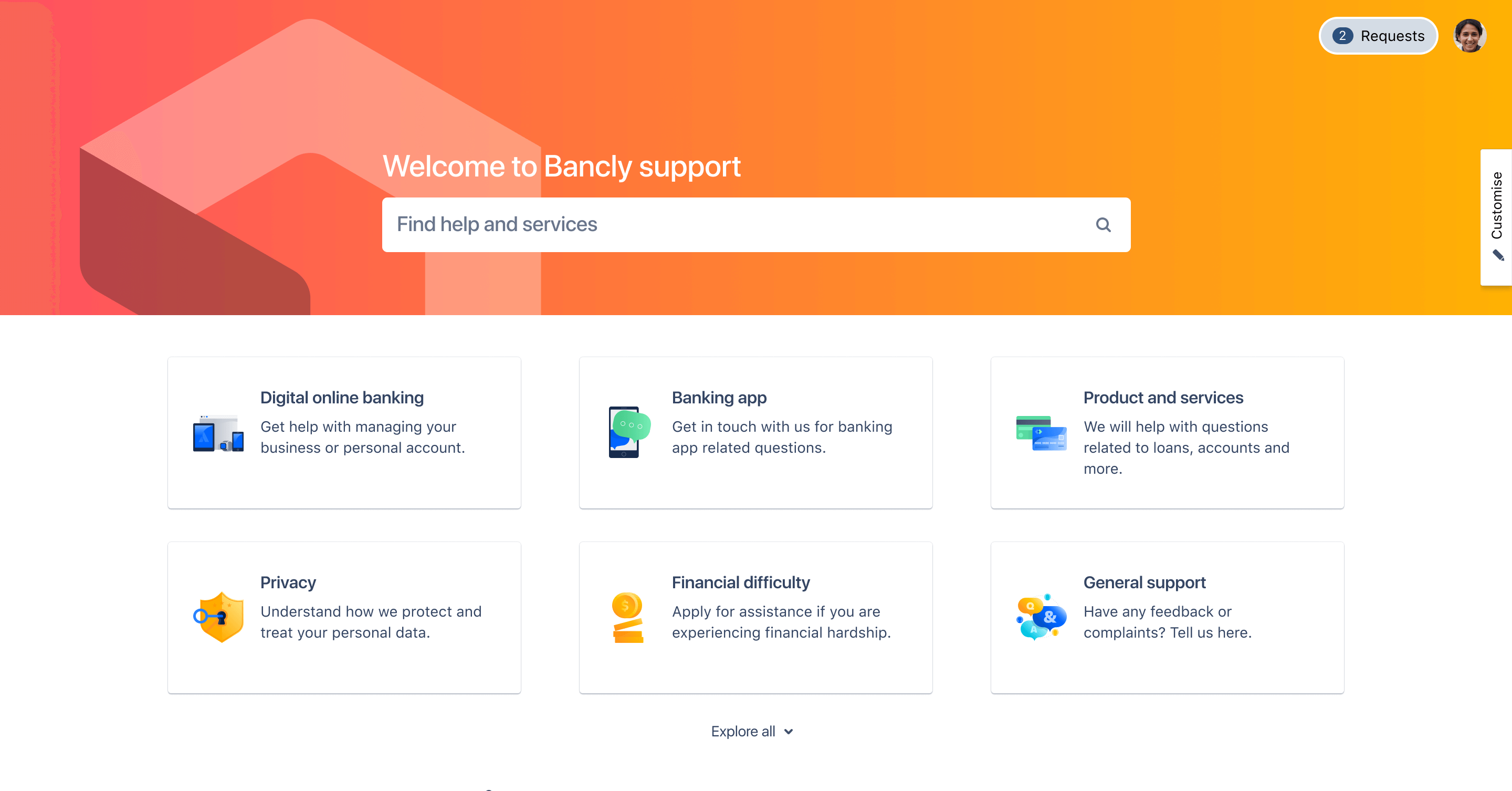 Portal de gerenciamento de atendimento ao cliente Bancly, suporte bancário do Jira Service Management